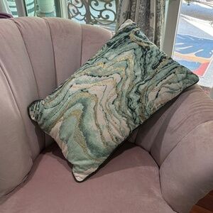 Cost Plus World Market Emerald Marbled Pillow, 16" x 24"